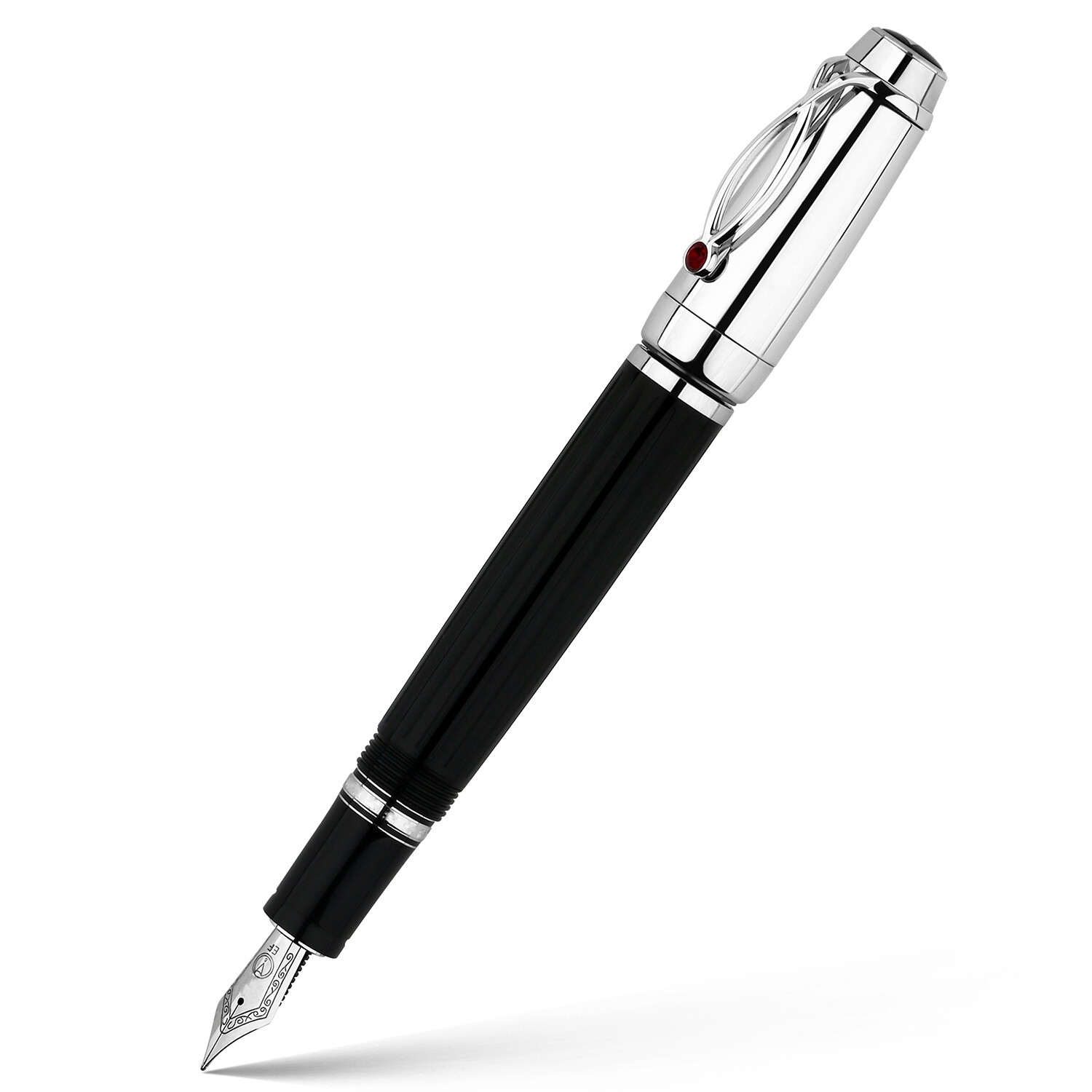 MAJOHN X1 Retractable Fountain Pen Extra Fine Nib Short Black/ White Resin Pen