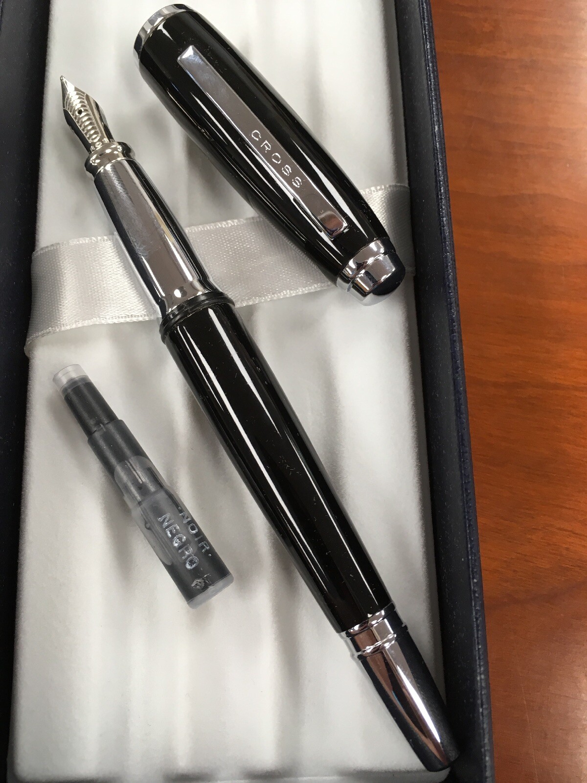 Cross Dubai Black Lacquer/Chrome Trim “M” Nib Fountain Pen