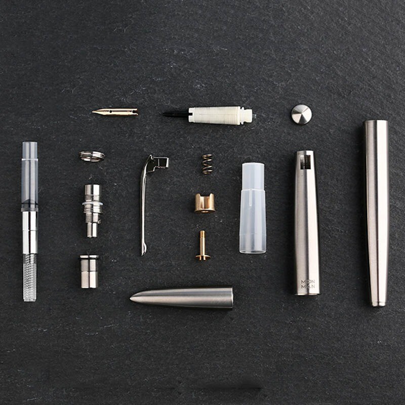 MAJOHN Ti200 Titanium Alloy Modular Fountain Pen Steel/14K Gold F Nib Office #B