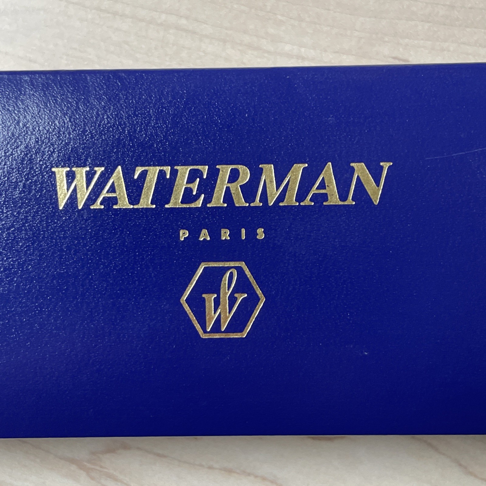 Waterman Paris *Empty* Blue & Gold Pen Case, White Satin Lined Box, Great Cond.