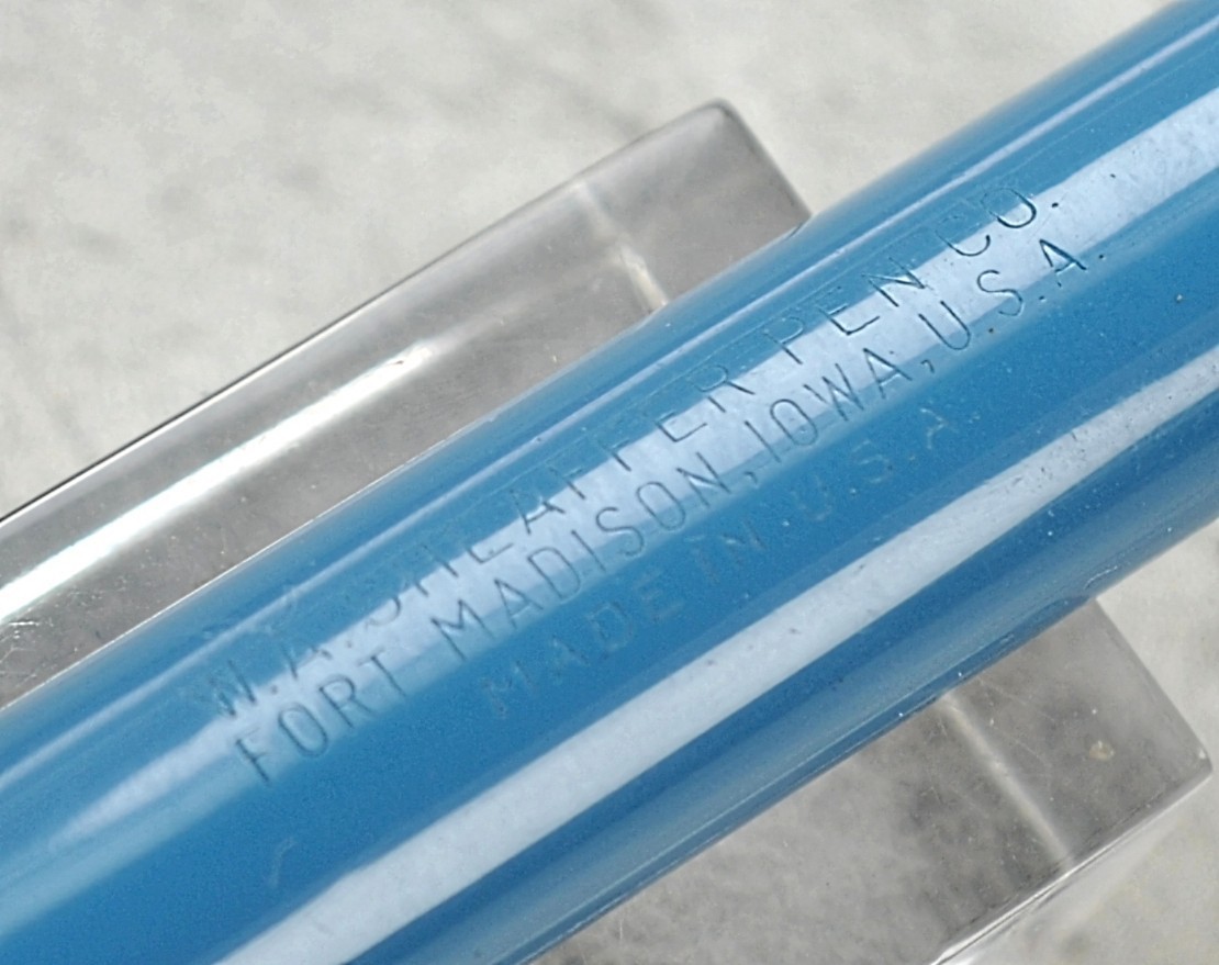 Very Nice Pastel Blue Snorkel Clipper, Smooth Med Palladium Nib, RESTORED