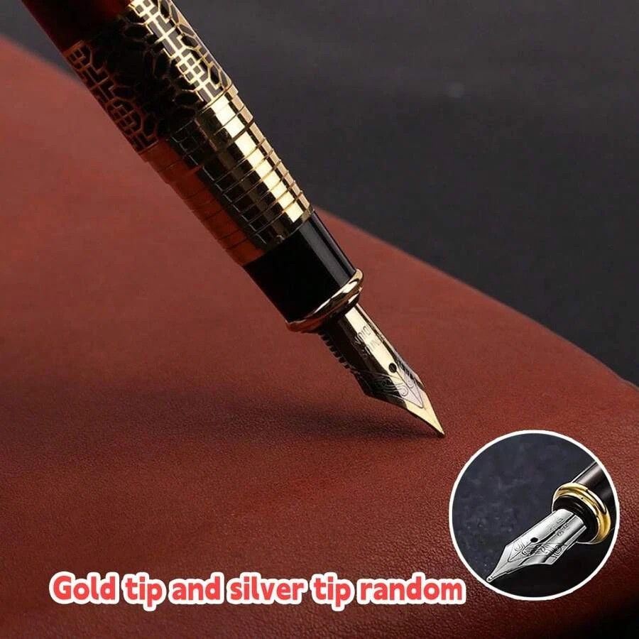 Fine Nib Metal Fountain Pen With 10pc Refillable Ink Cartridges Calligraphy Pen