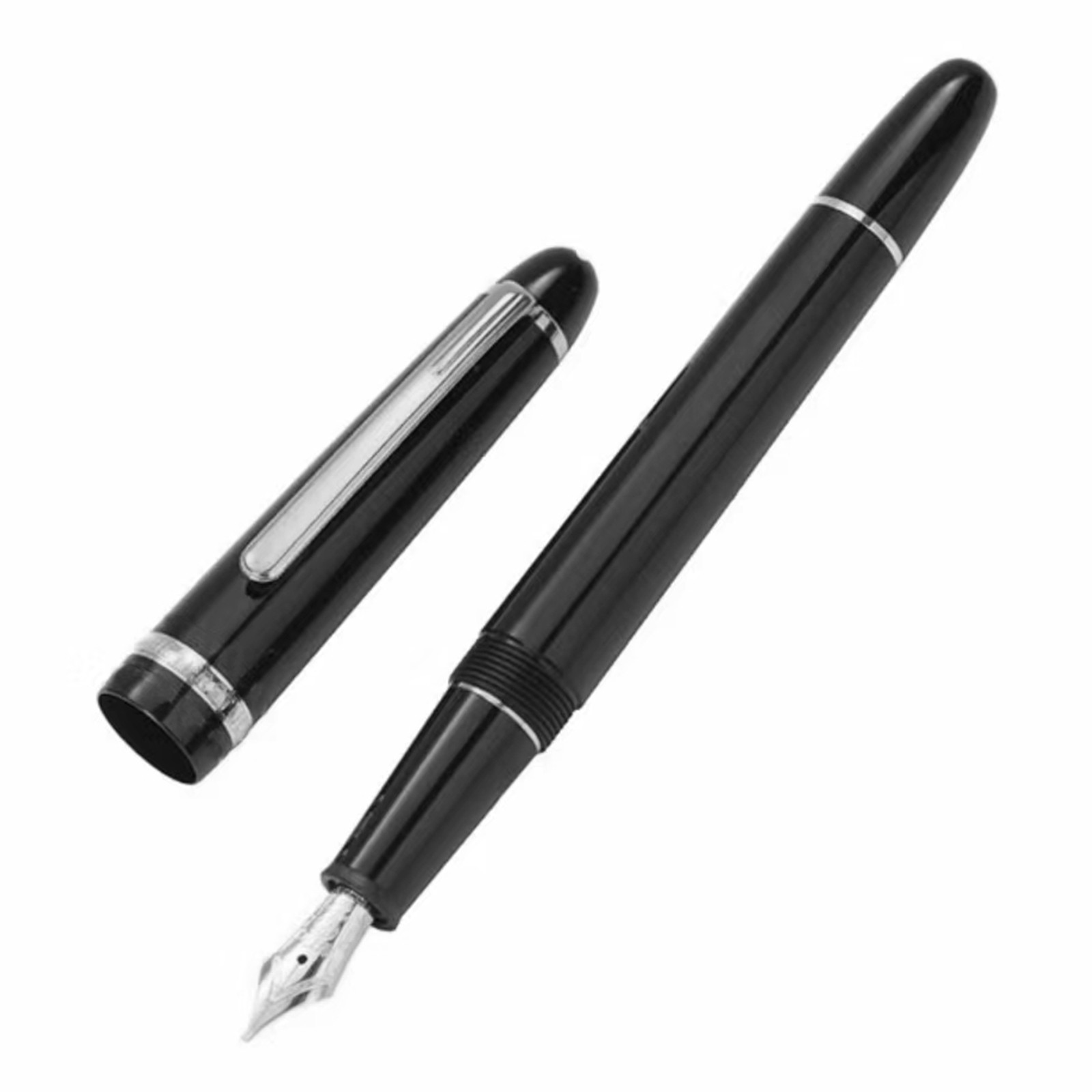 0.5mm Fine Nib Jinhao X159 Fountain Pen Black With Silver Clip Acrylic Screw Cap