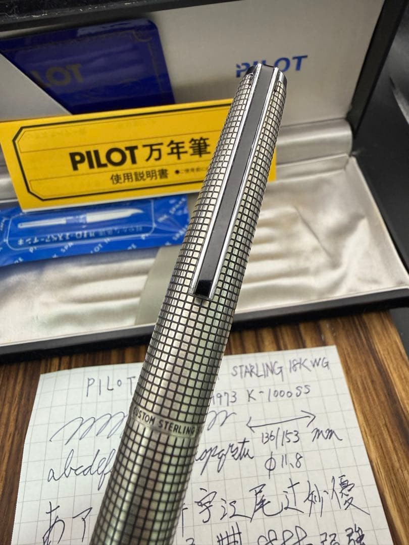 Rare Pilot Custom Sterling 18KWG 1973 Fine F Fountain Pen Vintage Japan