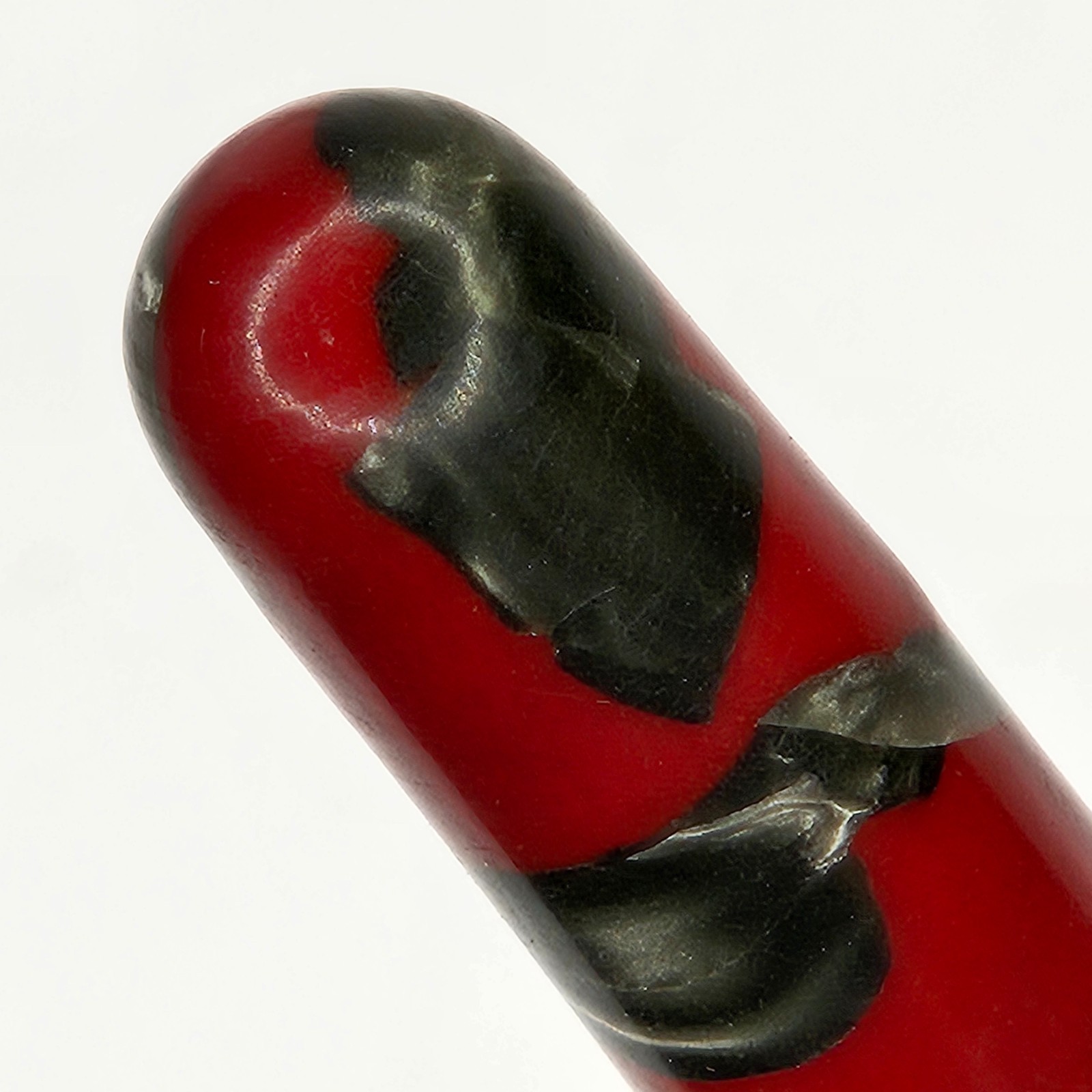 Vintage New Banker Red Marbled Celluloid Plastic Fountain Pen Lever Untested