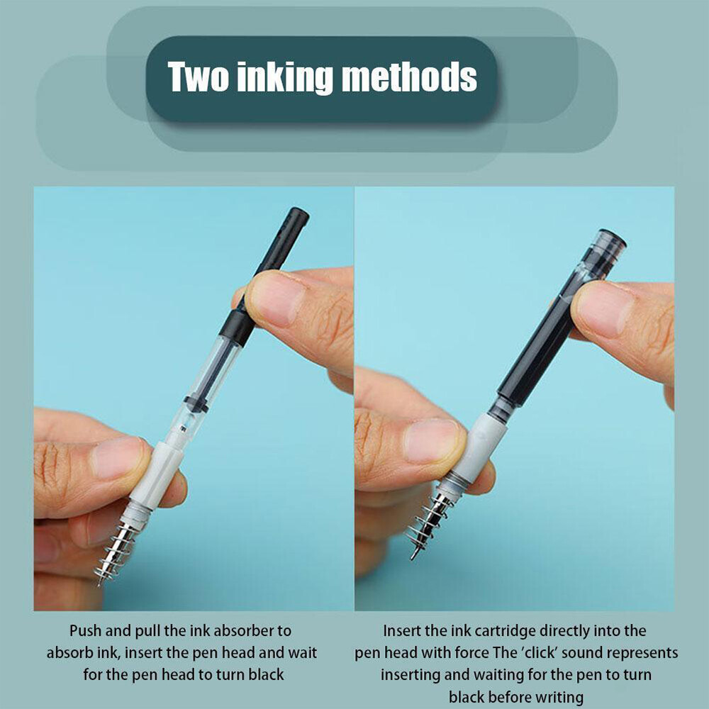 NEW Plastic Retractable Fountain Pen Press Type Ink Pens