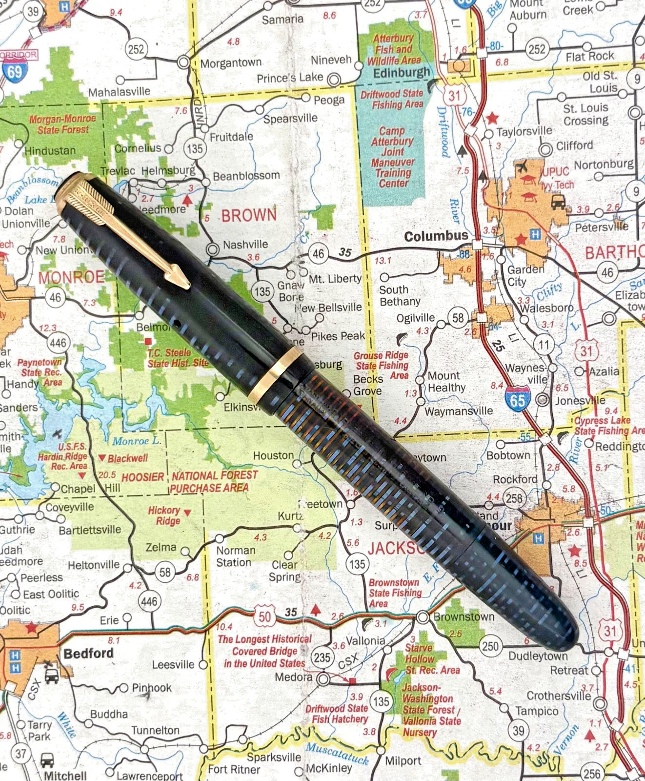 Vintage Parker Vacumatic Fountain Pen, Blue sub-Debutante w/ 14k nib – restored