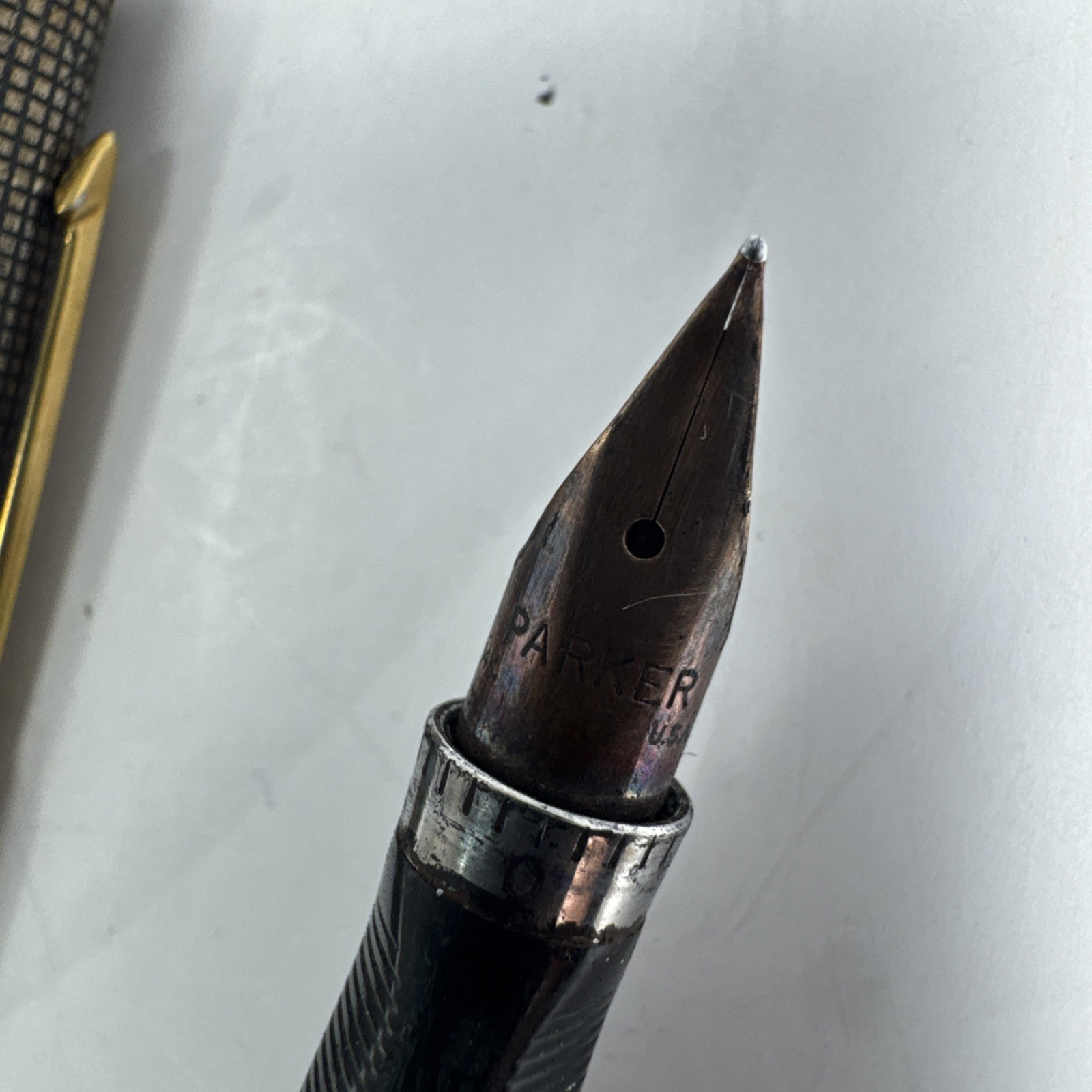 Vintage Parker 75 Cisele Fountain Pen Sterling Silver Gold Plated Trim READ 66