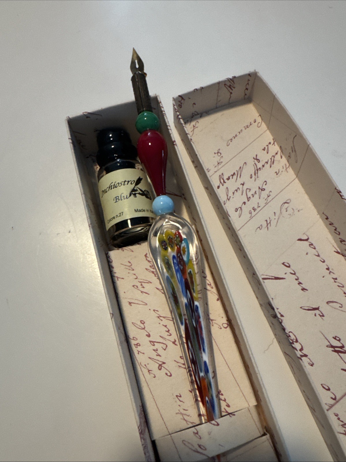 Murano Glass Swirl Fountain Calligraphy Pen Made in Italy With Ink