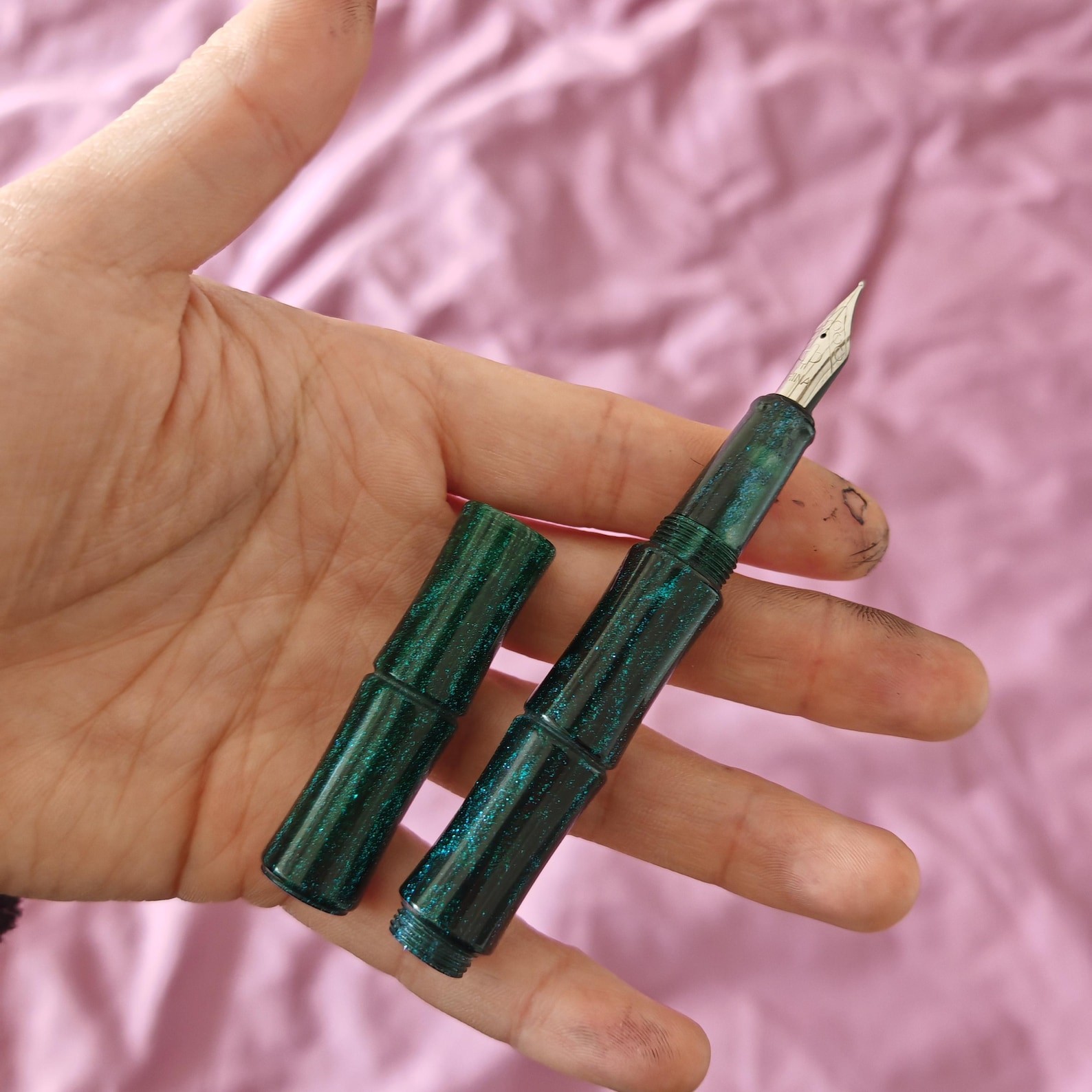 Pocket Acrylic Bamboo-Joint Sparkle Fountain Pen Converter Filler