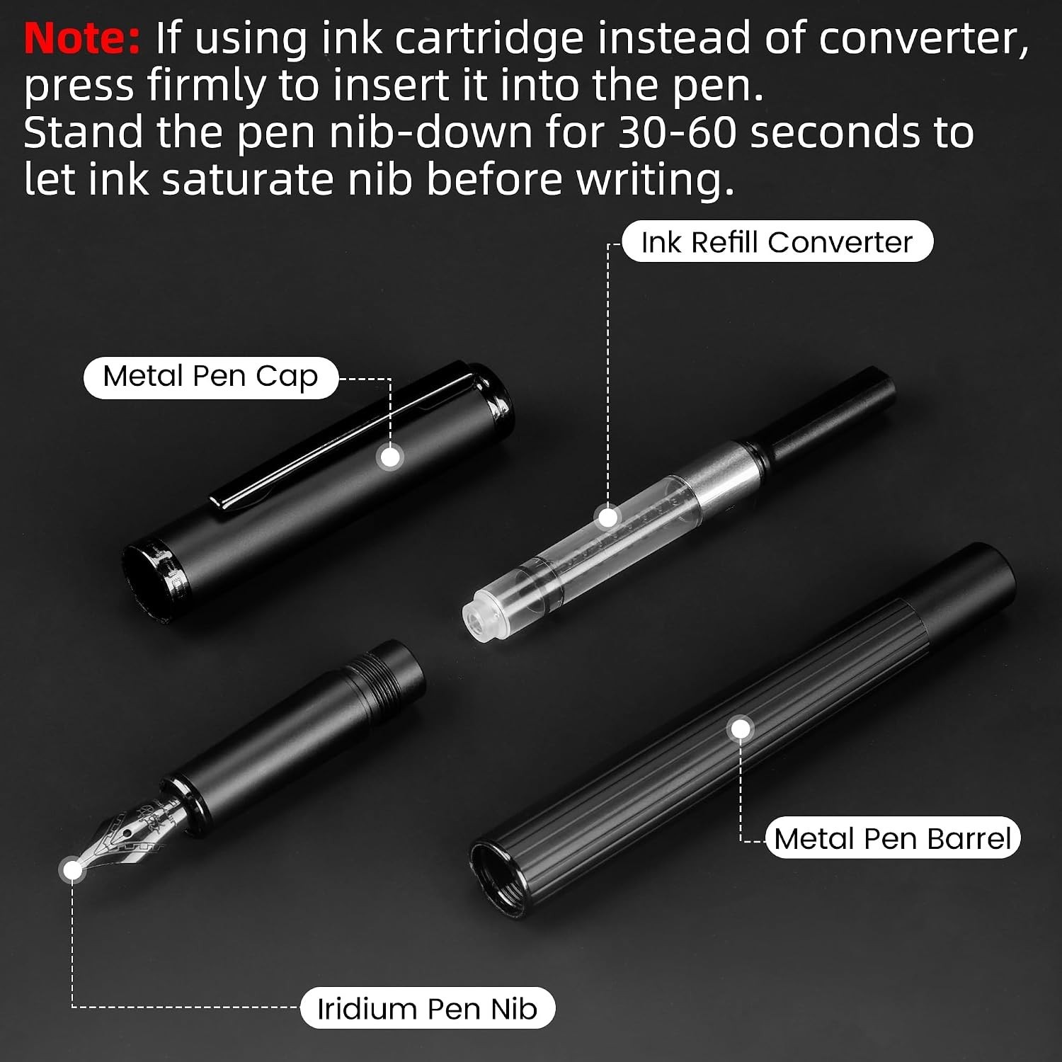 Fountain Pen Extra Fine Nib, Includes Ink Cartridges & Converter, Perfect Wei…