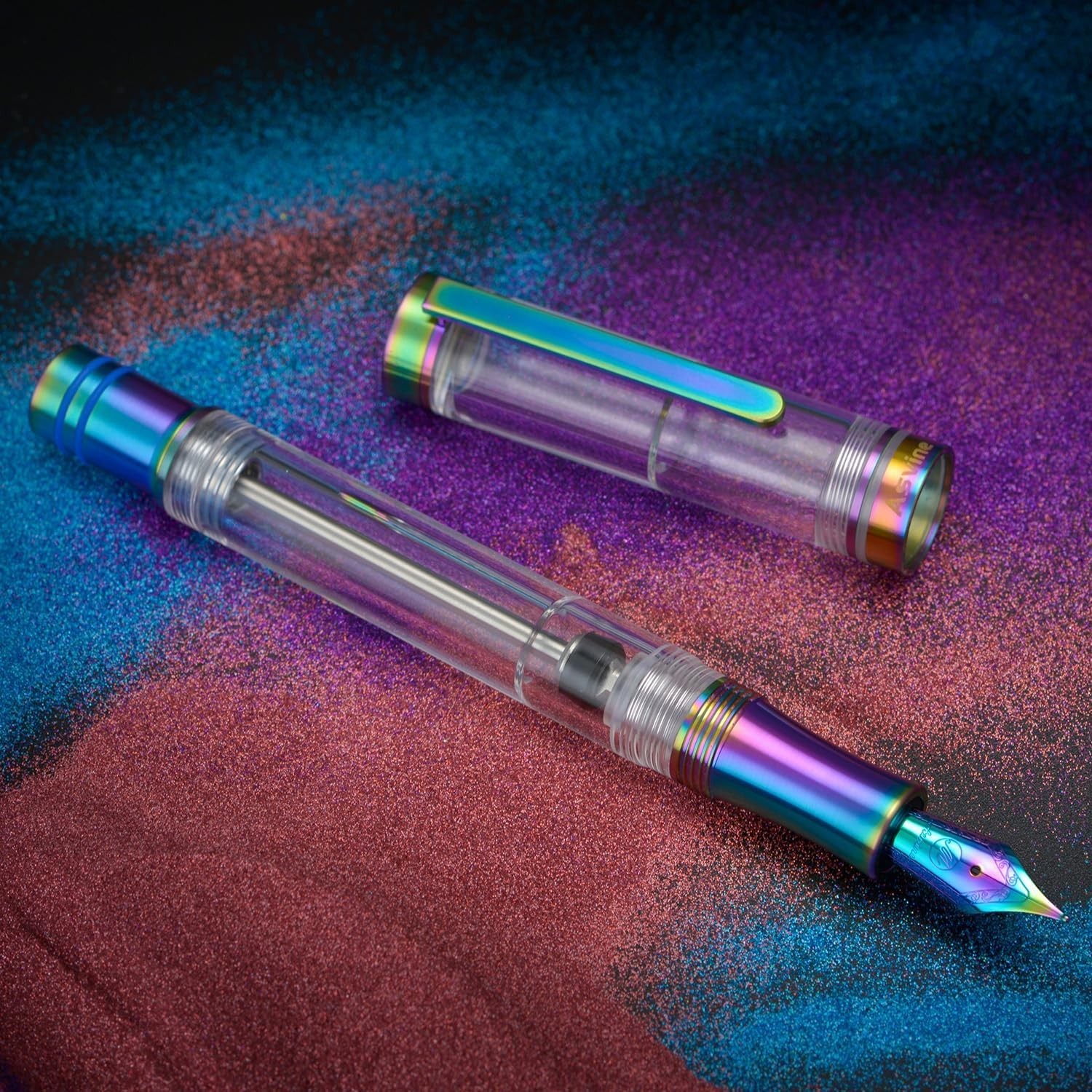 V200 Demonstrator Acrylic Fountain Pen – Rainbow Finish & High Ink Capacity