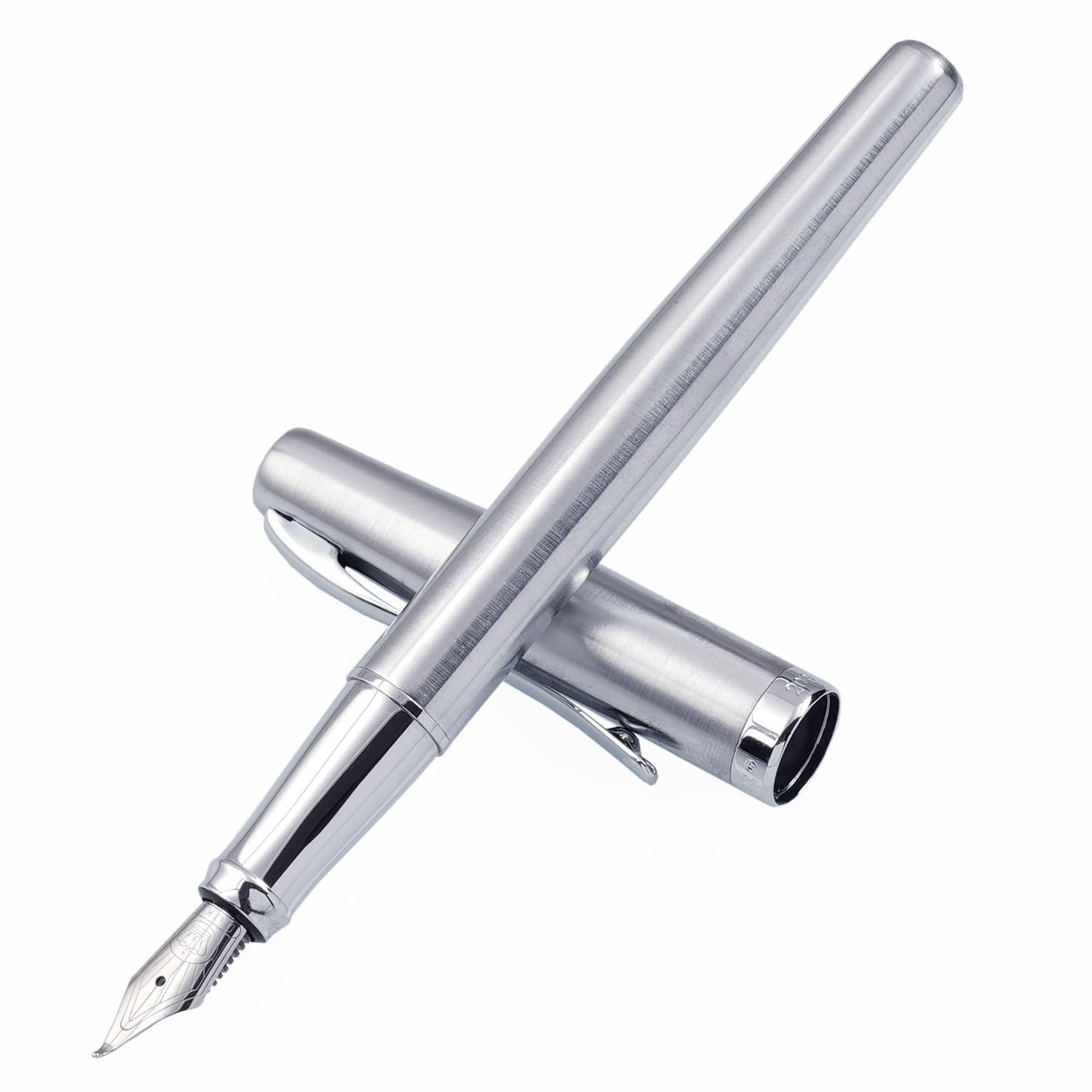 Duke 209 Bent Nib Fountain Pen Steel Sliver, Fude Calligraphy Writing Pen wit…