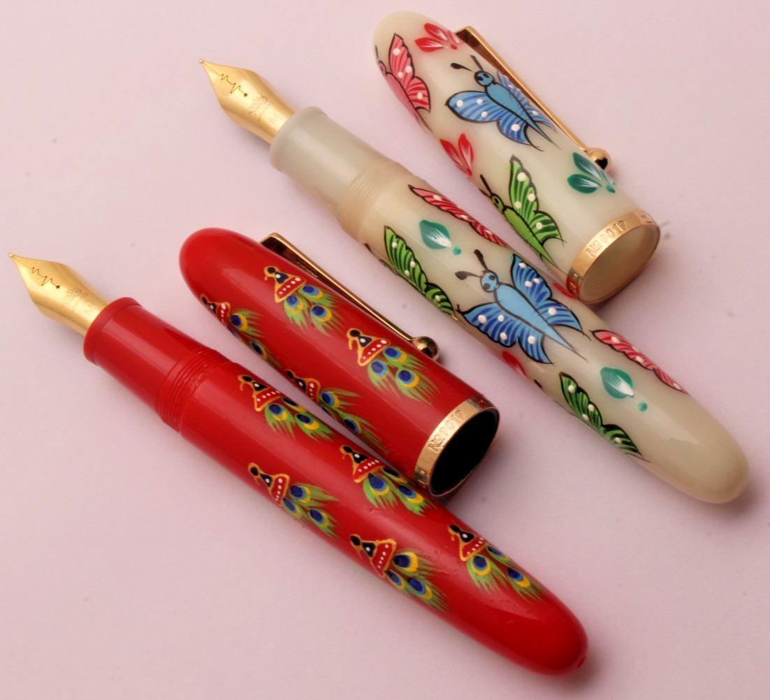 SET OF 2 PENS Beautiful Handmade Art Made On Pen By Indian Artist EXTREMELY RARE