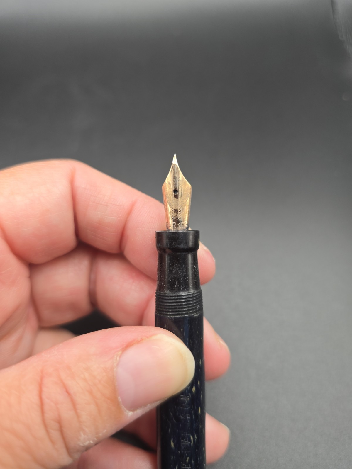 VTG 1920s Parker Duofold Lucky Curve Fountain Pen in Lapis Lazuli Blue Restorati