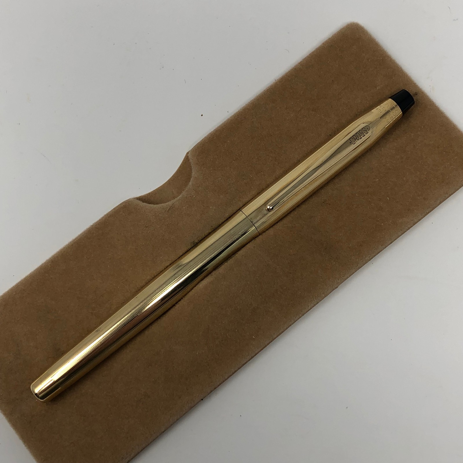 Vintage Cross Fountain Pen 1/20 10K Gold Filled w/ 14K 585 Gold Nib Box Etc EUC
