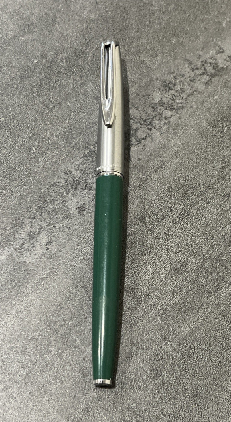 Vintage Waterman’s Fountain Pen Green & Chrome Empty Cartridge USA – Small Chip