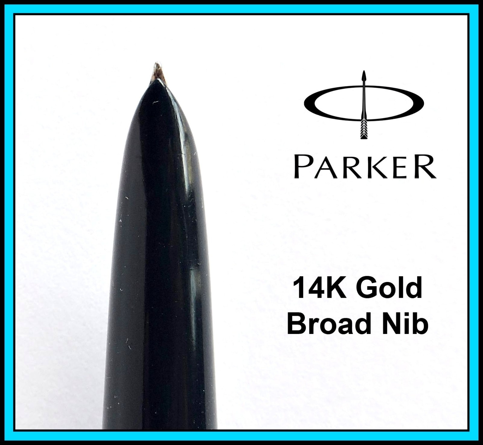 Vintage PARKER “51” Fountain Pen DARK BLUE – 14K Nib BROAD – Ready to Write.