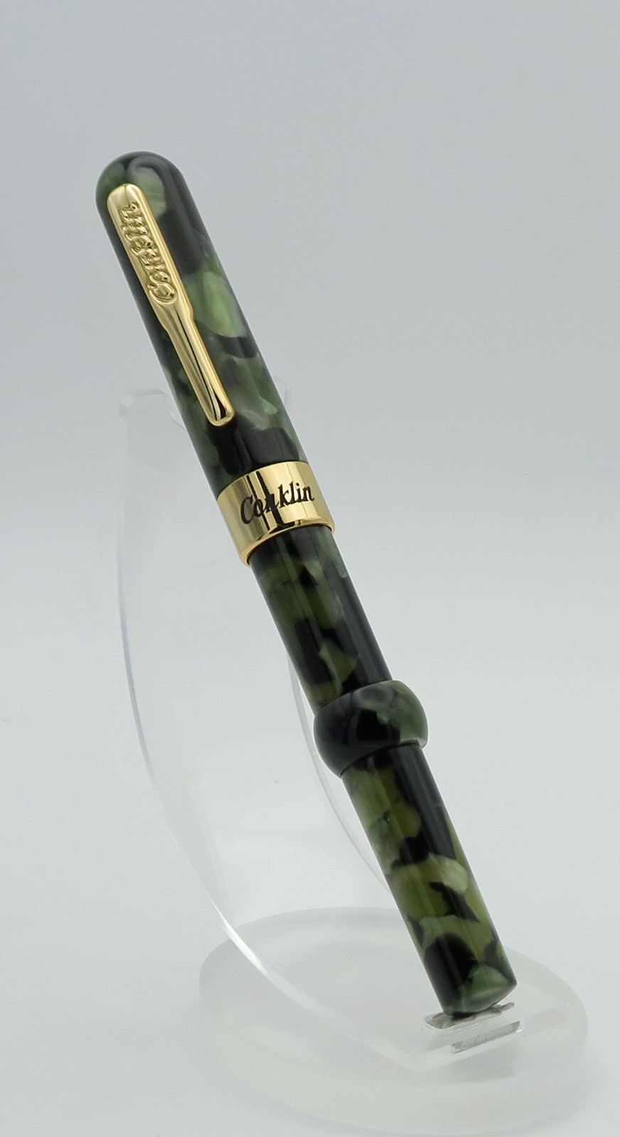 Conklin Mark Twain Crescent Marble Green Fountain Pen New