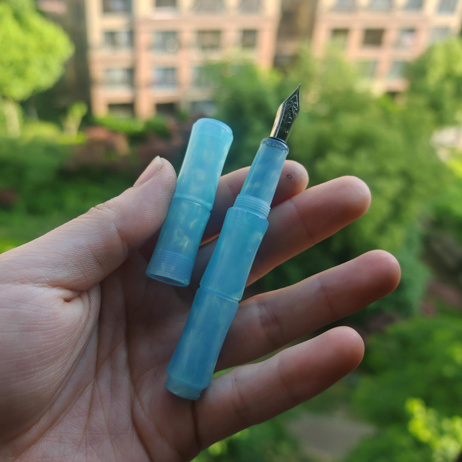 Pocket Acrylic Bamboo-Joint Sparkle Fountain Pen Converter Filler