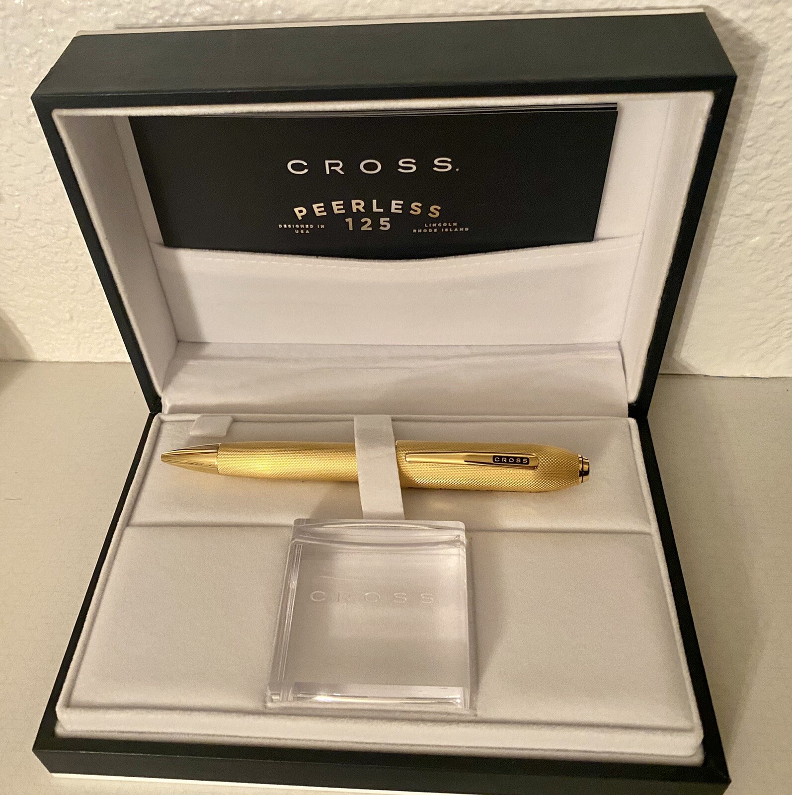 Engraved Cross Peerless 125 23 Carat Heavy Gold Plated Ballpoint Pen w/ Crystal
