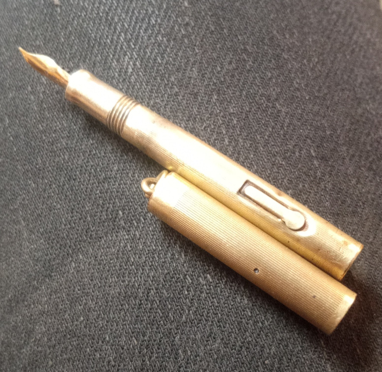 Antique Wahl Gold Filled 14kFountain Pen w/ Cap, Gold Trim, Black Ink, Gold Nib