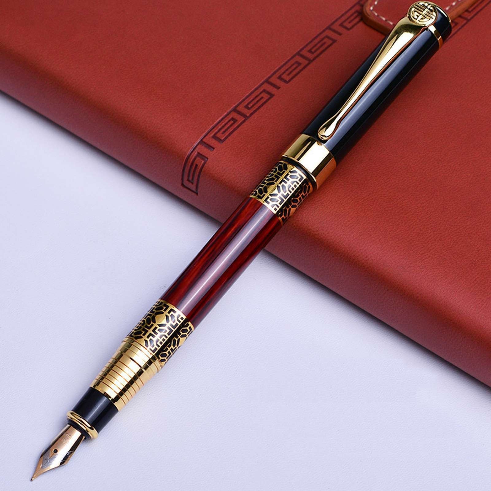 Metal Ink-Refill Fountain Pen Writing Stationery Business Calligraphy W/Gift BmE