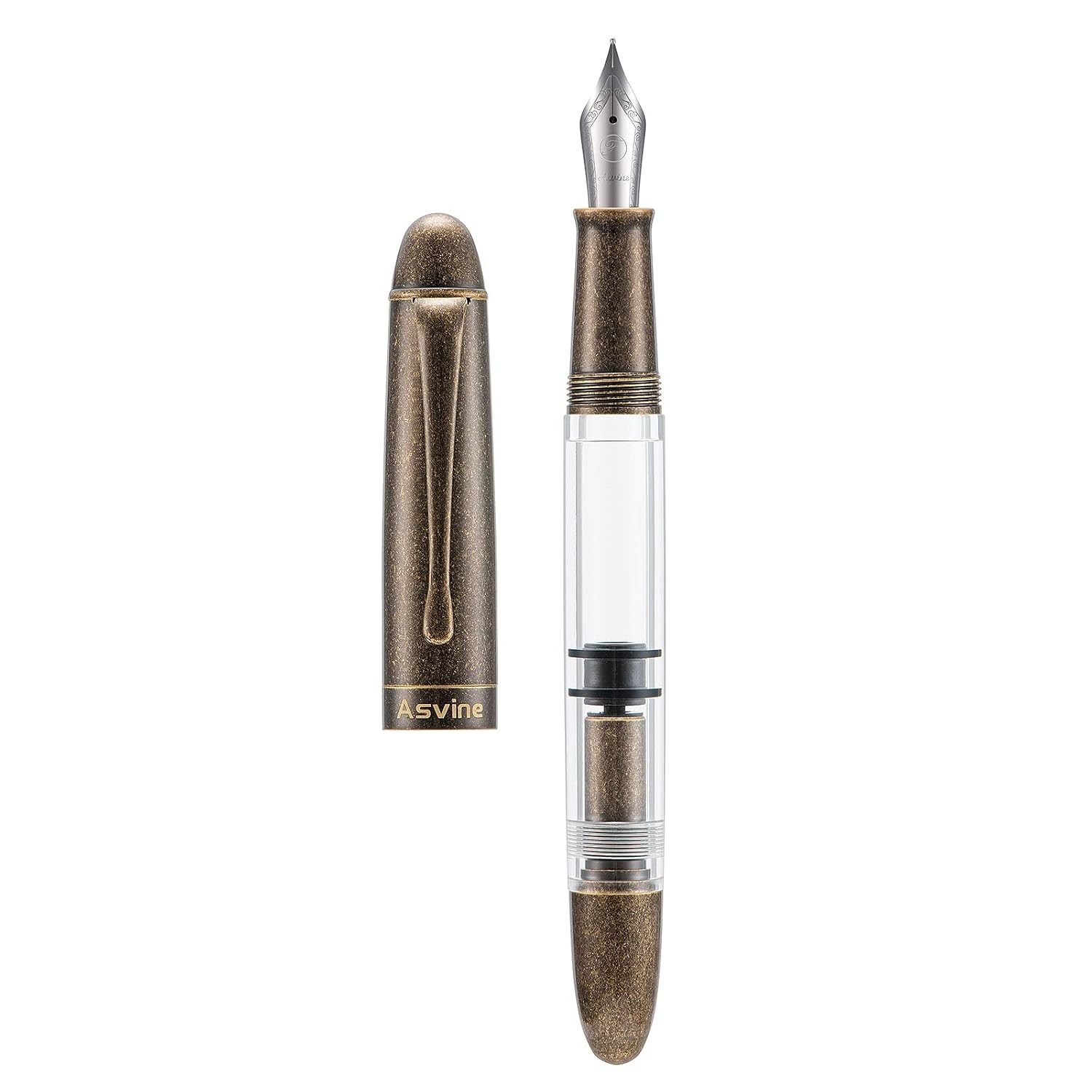 Asvine P30 Piston Fountain Pen Extra Fine Nib Retro Brass Style Acrylic