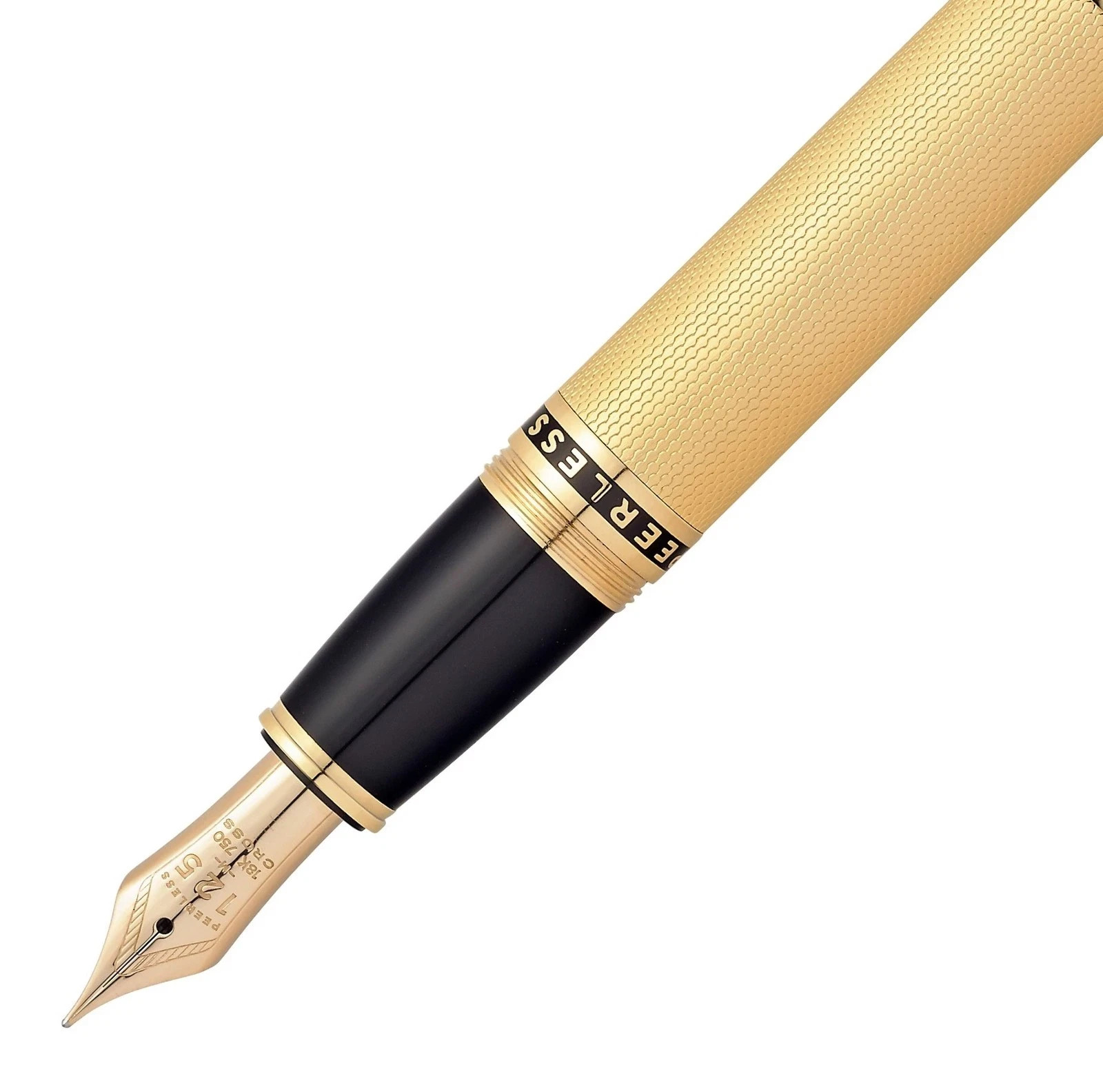 CROSS PEERLESS 125 23K HEAVY GOLD PLATE FOUNTAIN PEN 18K GOLD FINE NIB NEW