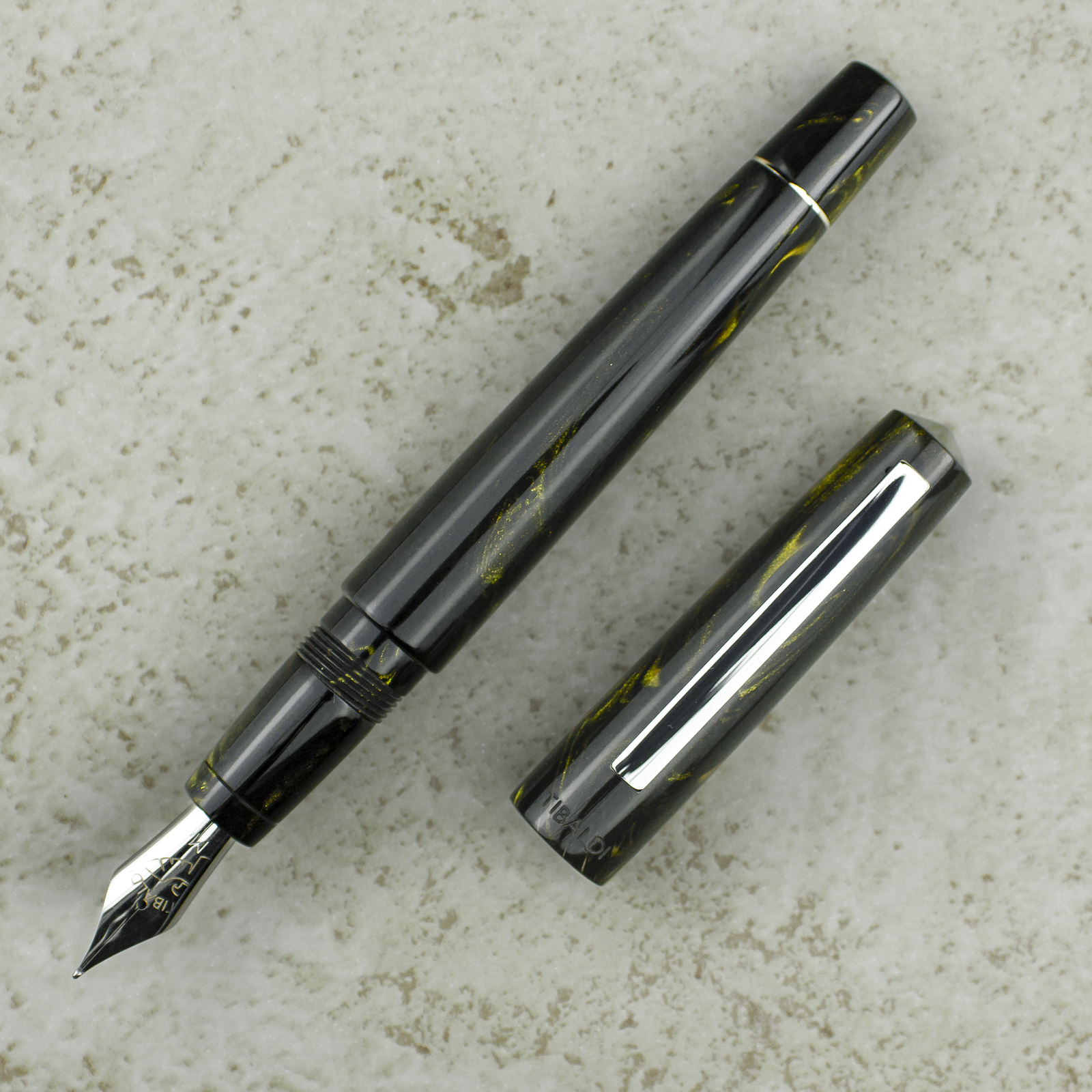 Tibaldi Infrangibile Fountain Pen, Black & Gold, Made In Italy, Brand New