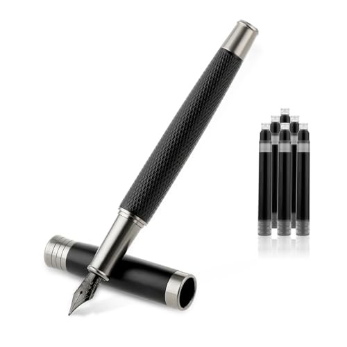 Luxury Fountain Pen Set, Metal Fountain Pen with 6 2.6mm Ink 0.5mm fine point