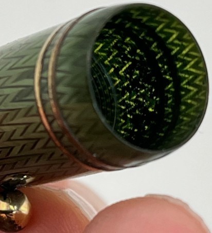Green English Duofold Fountain Pen- Herringbone pattern – 14k gold nib