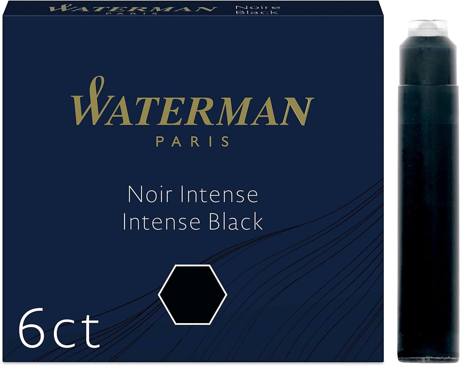 Waterman Mini Fountain Pen Ink Cartridges Intense Black 6 Pack New In Pack