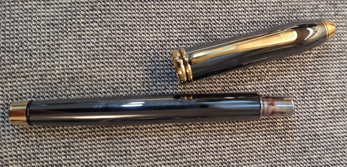 Cross Townsend Titanium Fountain Pen-Parts Only-22k Gold Trim
