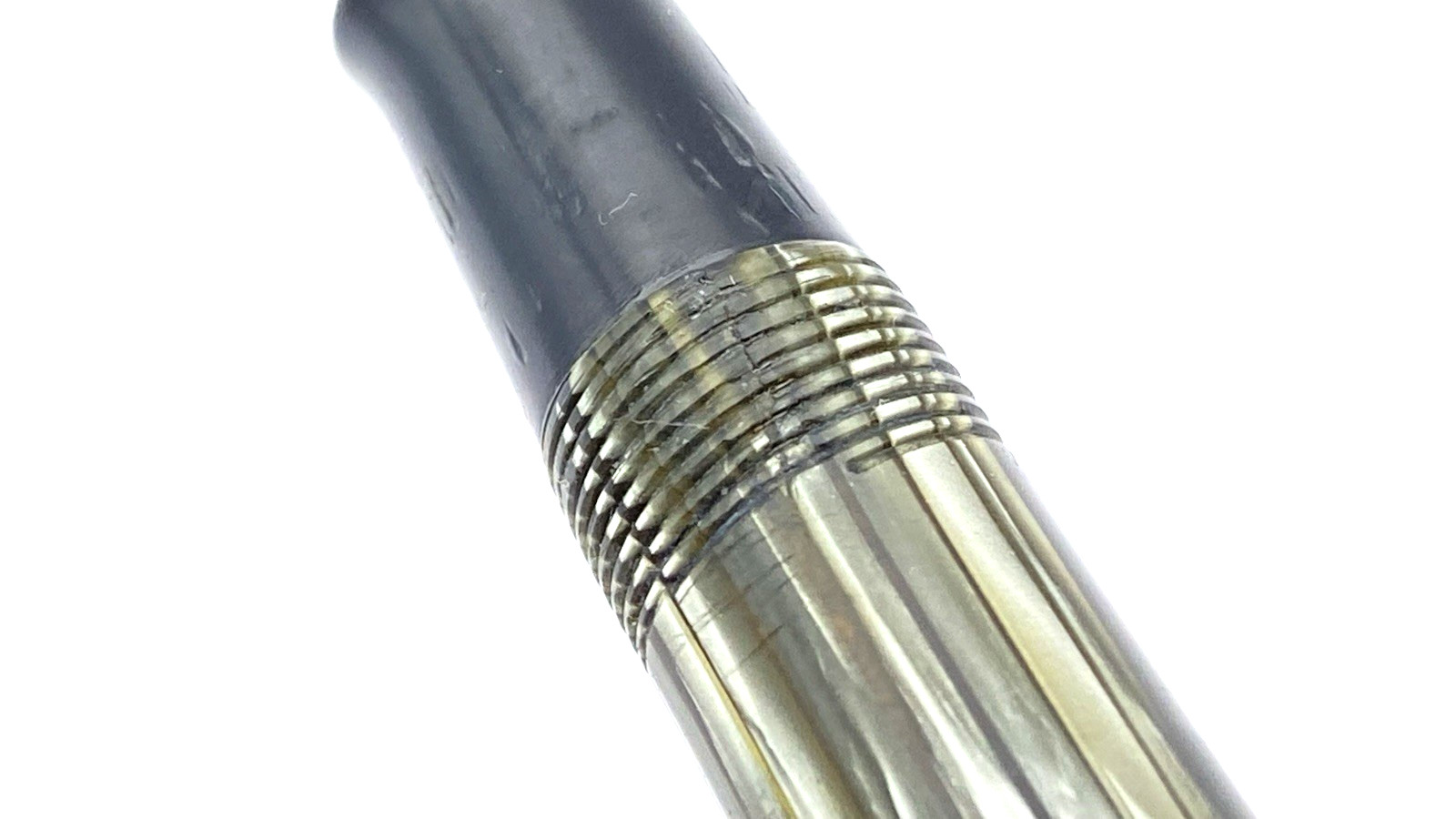 VINTAGE WATERMAN W5 FOUNTAIN PEN GRAY STRIPES 14K GOLD STUB BROAD NIB ENGLAND