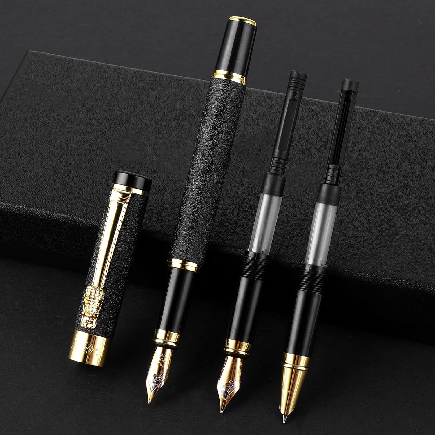 Luxury Metal Fountain Pen Set with 3 Nibs Calligraphy Writing Pen Gift Box