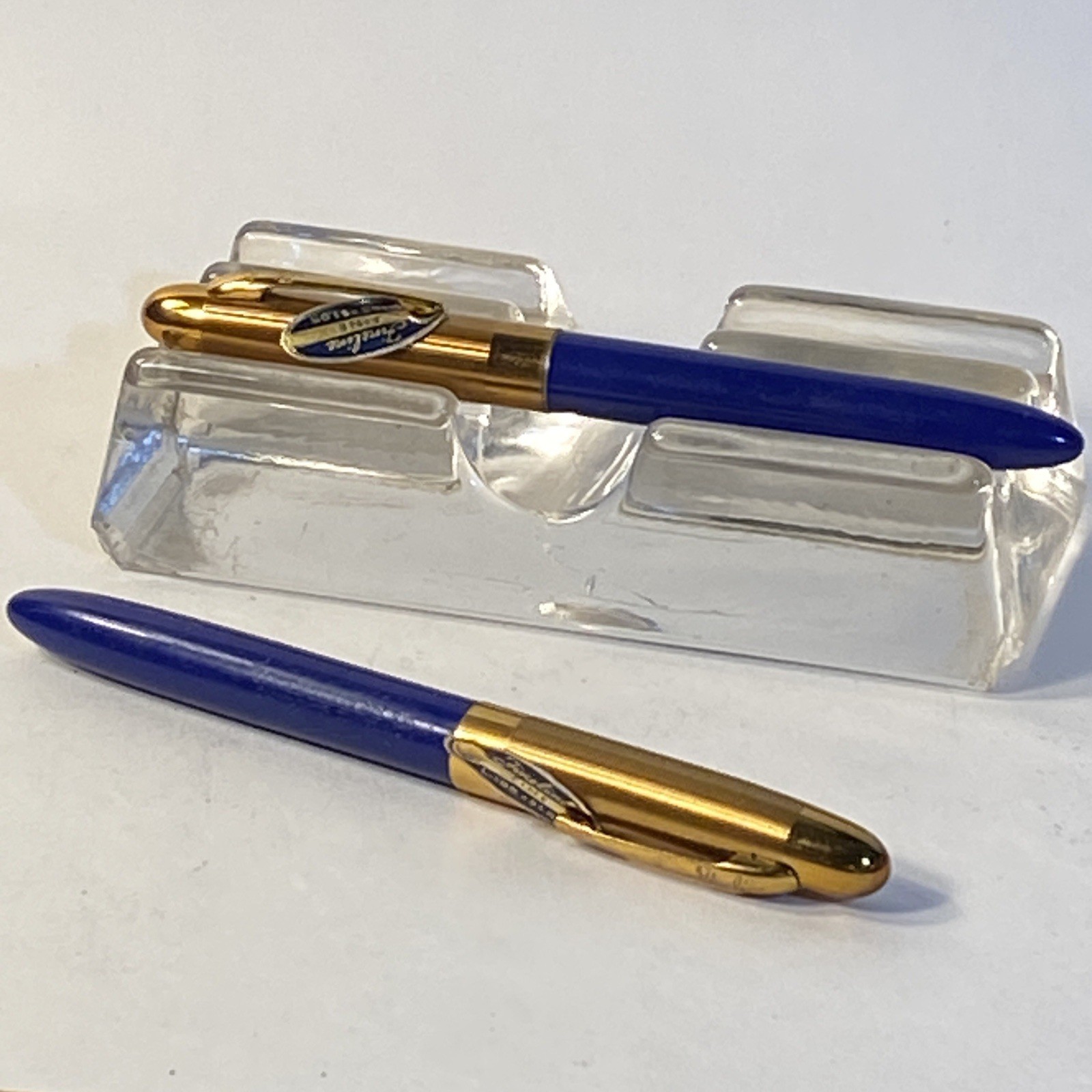 Vintage Sheaffer Fineline Fountain Pen Blue W/Goldtone Cap Nib #341