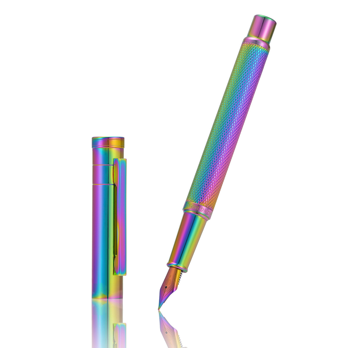 HongDian Rainbow Forest Metal Fountain Pen Colored EF/F/M/Bent Gift Office Pen