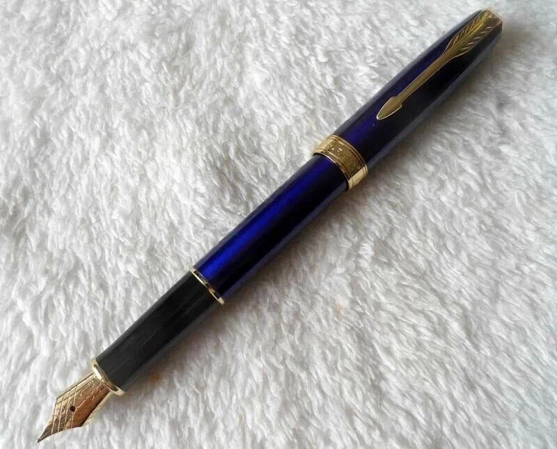 Good Blue/Gold Clip Parker Sonnet Series Fine (F) Nib Fountain Pen No Box