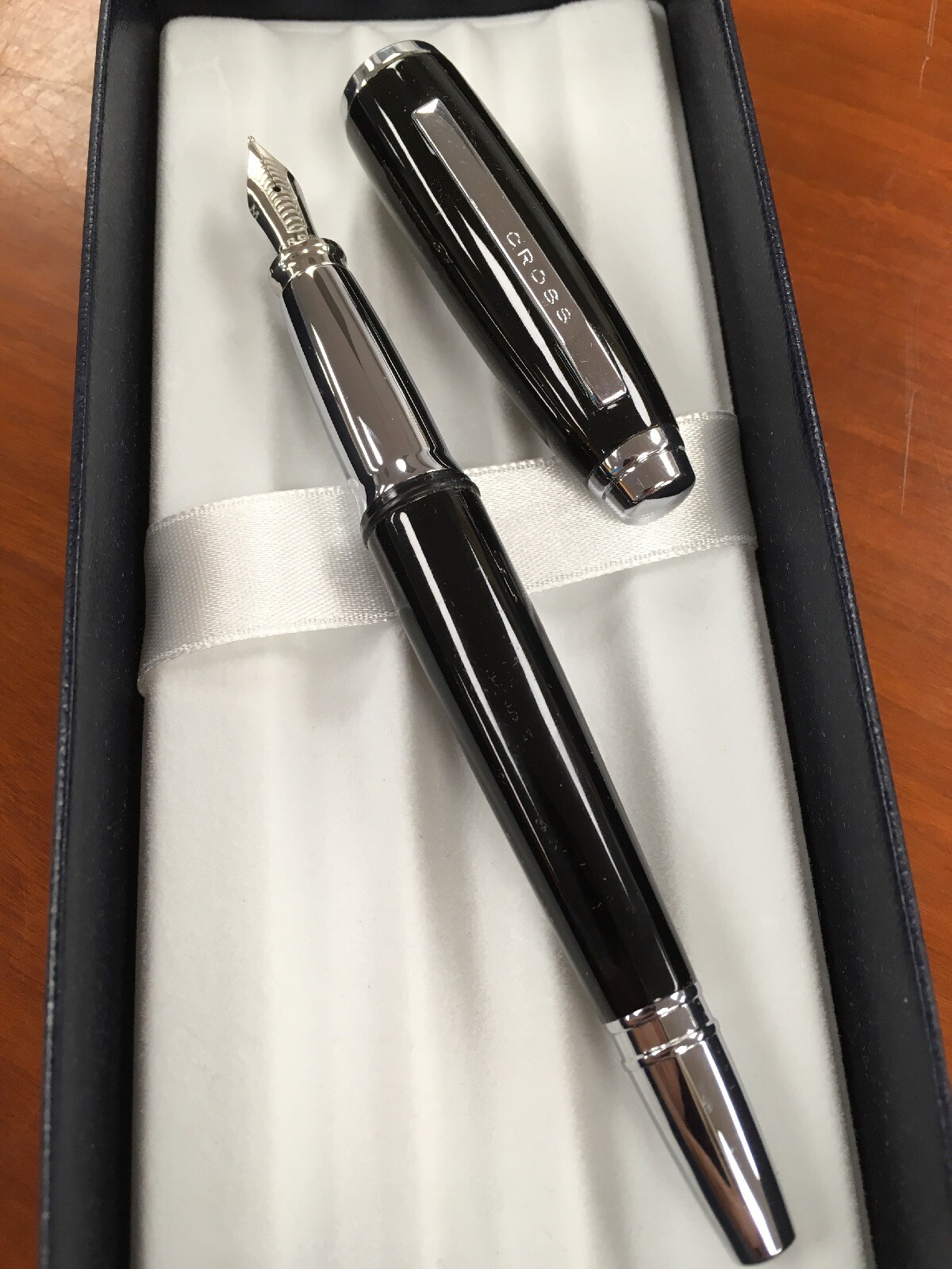 Cross Dubai Black Lacquer/Chrome Trim “M” Nib Fountain Pen