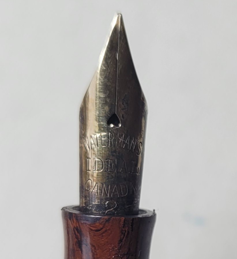 Vintage Waterman Ideal 52 Red Ripple Canada Nib Fountain Pen Wood Grain 0752
