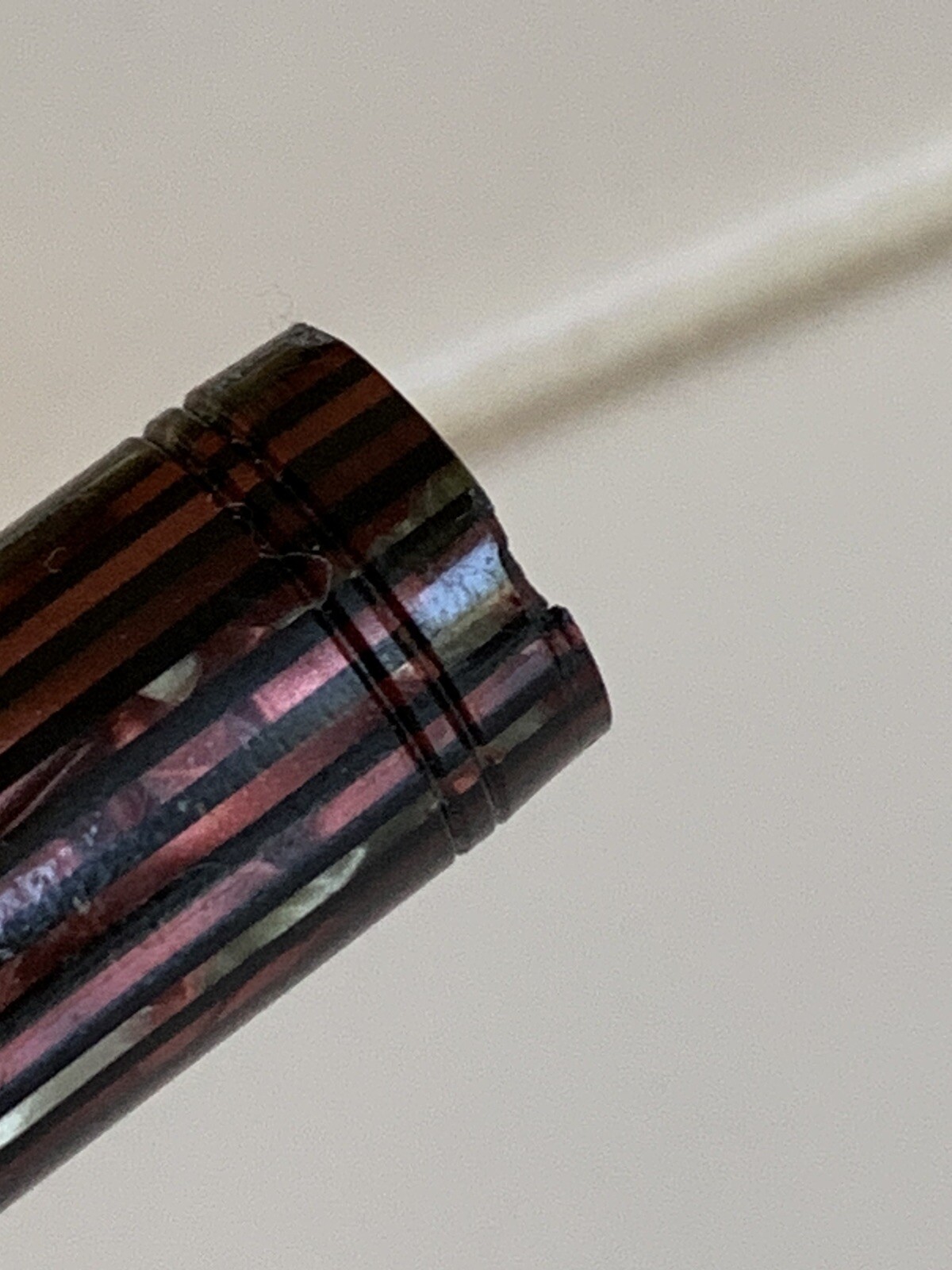 Iridium Tipped Fountain Pen Striated Pink black silver Unbranded Chip on Cap