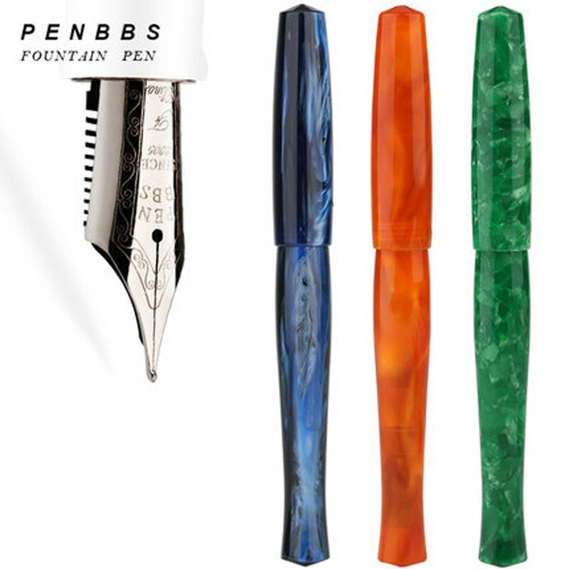 PENBBS 323 Colorful Acrylic Fountain Pen Fine Nib F Office Converter Writing #s1