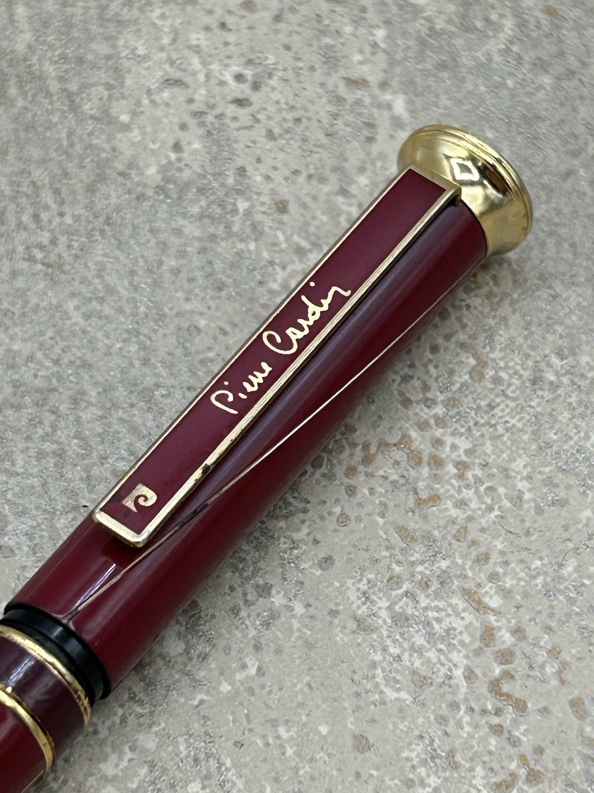 Vintage Pierre Cardin Fountain Pen Burgundy & Gold Tone Steel France Germany