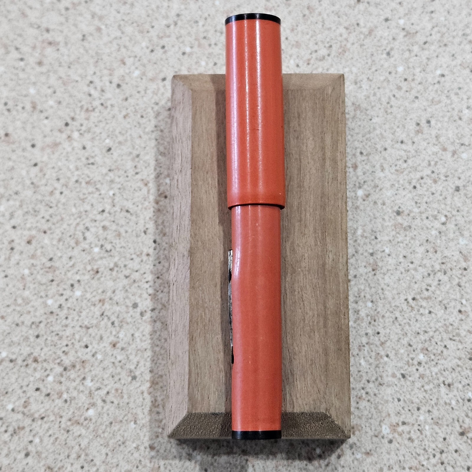 Vintage Unbranded Lever Fill Orange & Black Flat Ends 3-3/8″ Small Fountain Pen