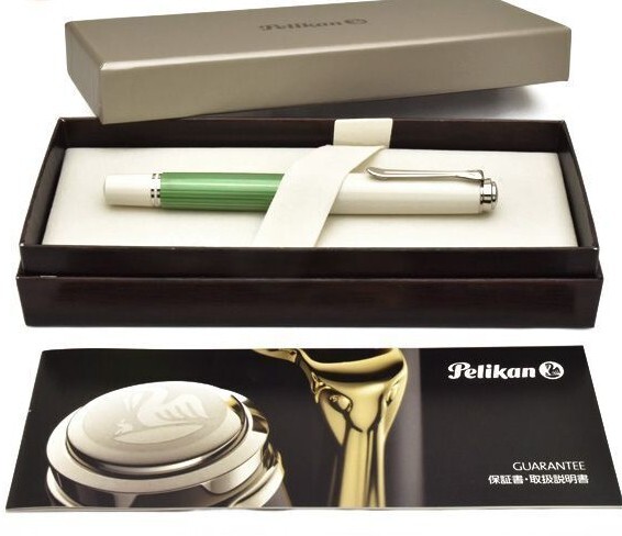 Pelikan Souveran M605 Fountain Pen Green White Fine Nib 14k F Special Edition
