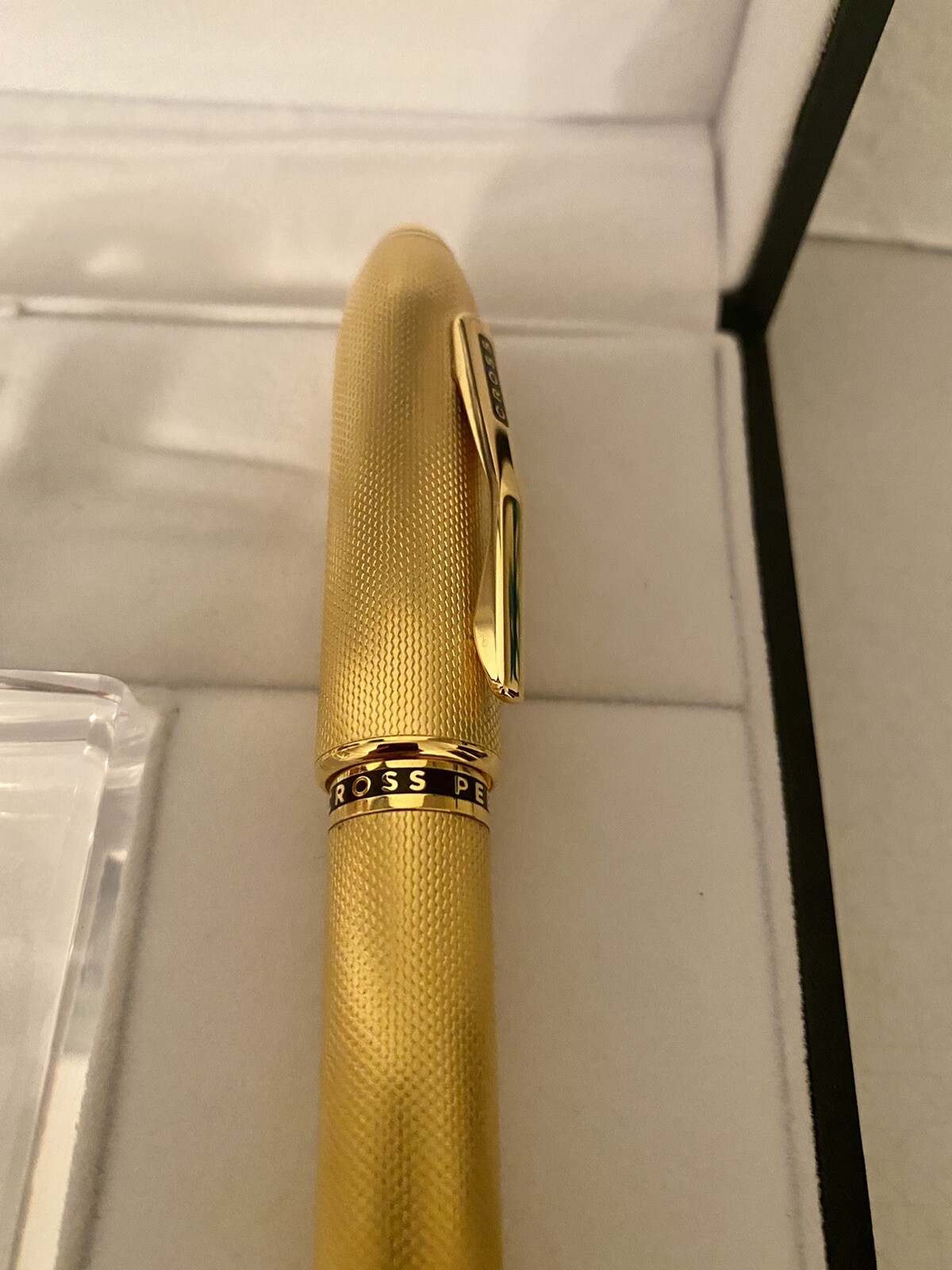 Engraved Cross Peerless 125 23 Carat Heavy Gold Plated Ballpoint Pen w/ Crystal
