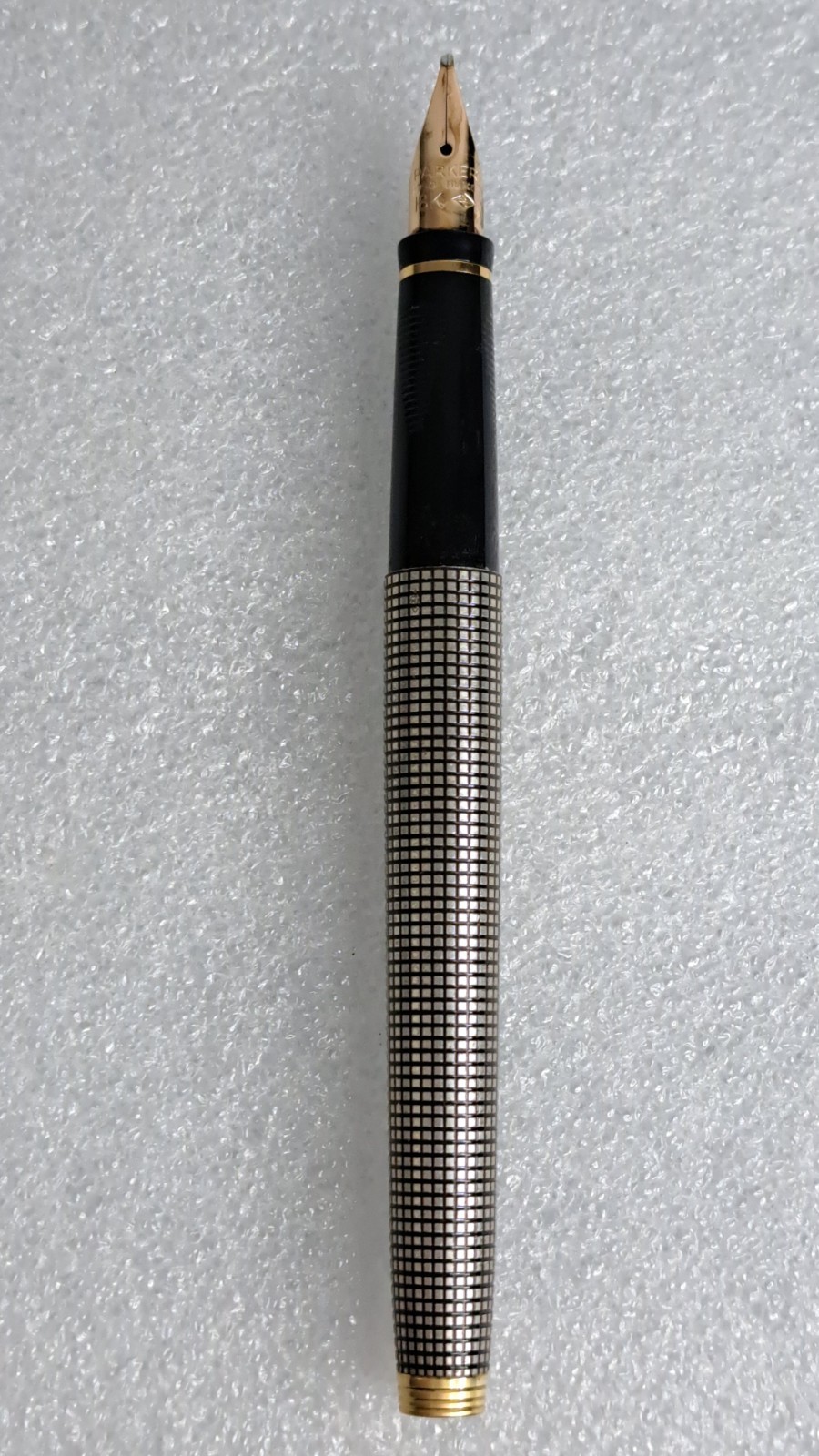 Vintage Parker 75 Cisele Sterling Silver FP 18K Nib France 1991 IU Oblique Broad