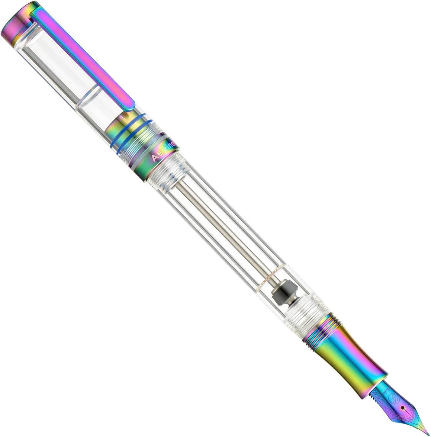 V200 Demonstrator Acrylic Fountain Pen – Rainbow Finish & High Ink Capacity