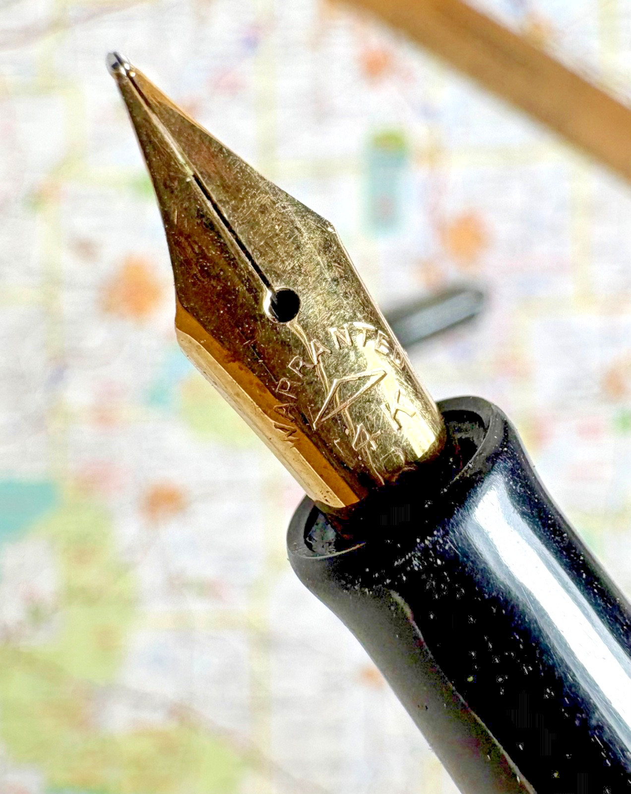 Vintage Art Deco Style King Fountain Pen, with warranted 14k gold Nib, Restored
